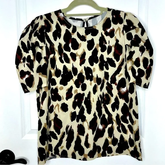 Beautiful Leopard Balloon Sleeve Blouse - Size M - Picture 1 of 6